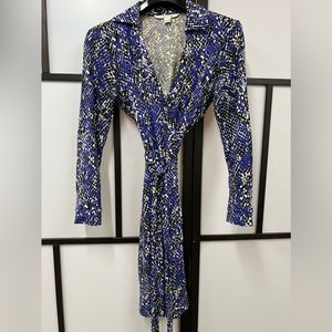 DVF WRAP DRESS BLUE PYTHON PRINT JEANNE TWO